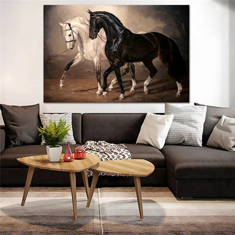 Art mural Canvas Black and White Horse