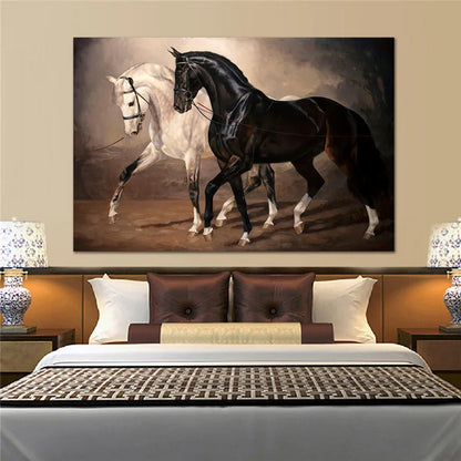 Art mural Canvas Black and White Horse