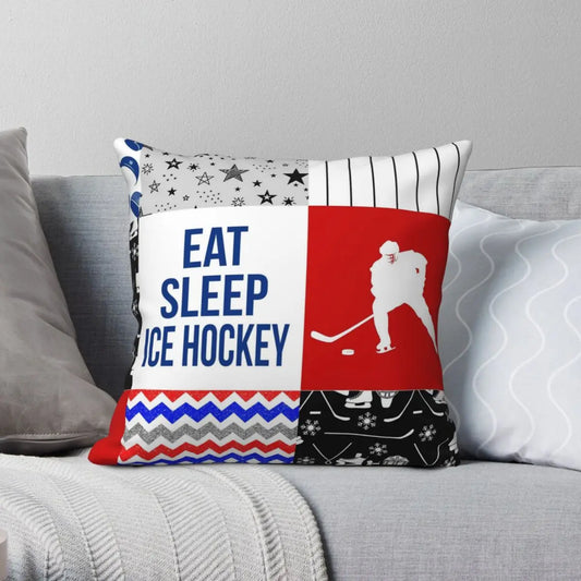 Housse de coussin Eat Sleep Ice Hockey