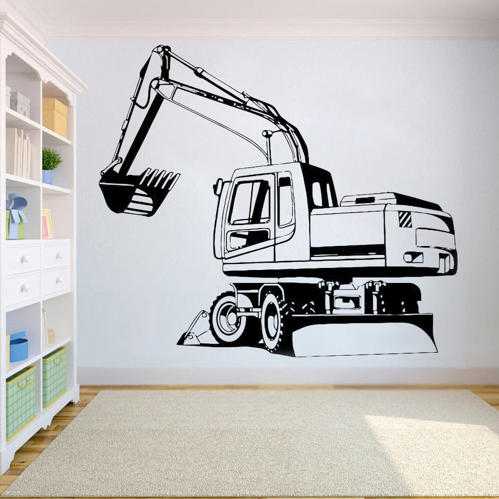 Excavatrice Travaux Ferroviaires Autocollant Mural Affiche 3d Art Mural Excavatrice Travaux Ferroviaires Autocollant Mural Affiche 3d Art Mural